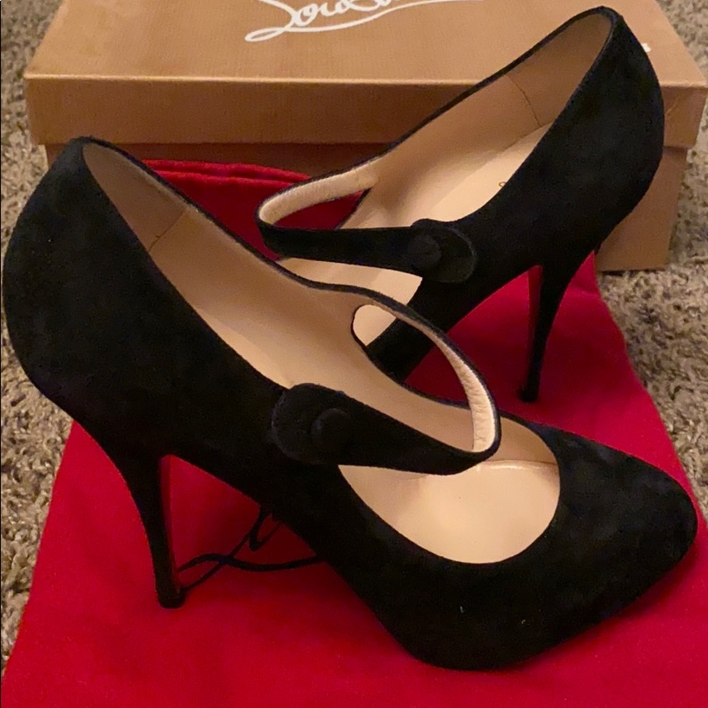 Christian Louboutins Suede Mary Jane Pumps - Picture 4 of 8